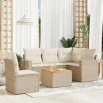 6-tlg. Garten-sofagarnitur Mit Kissen Beige Poly Rattan - Vidaxl