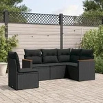 Vidaxl 5 Piece Garden Sofa Set With Cushions Black Poly Rattan