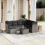 8-tlg. Garten-sofagarnitur Mit Kissen Grau Poly Rattan - Vidaxl