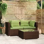 Prolenta Premium 3-tlg. Garten-lounge-set Mit Kissen Braun Poly