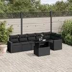 7-tlg. Garten-sofagarnitur Mit Kissen Schwarz Poly Rattan - Vidaxl