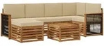Ecksofa Set 6 Pcs Natur Massives Akazienholz Und Polyester Vidaxl