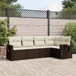 5-tlg. Garten-sofagarnitur Mit Kissen Braun Poly Rattan - Vidaxl