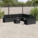 Vidaxl Gartenm&ouml;belset 11-teilig Mit Kissen Schwarz Rattan