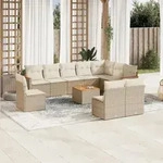 11-tlg. Garten-sofagarnitur Mit Kissen Beige Poly Rattan Vidaxl
