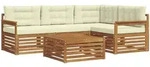 Outdoor-sofagarnitur Mit Kissen 5 Pcs Natur Und Creme Vidaxl
