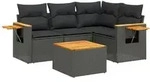 5-tlg. Garten-sofagarnitur Mit Kissen Schwarz Poly Rattan Vidaxl