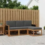 Vidaxl Outdoor Sofa Set With Cushion 4 Pcs Natural And Anthracite
