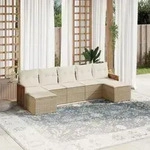 7-tlg. Garten-sofagarnitur Mit Kissen Beige Poly Rattan - Vidaxl