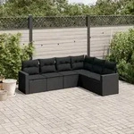Gartenm&ouml;belset 6-teilig Mit Schwarz Geflecht Und Kissen