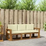 Vidaxl Outdoor Sofa Set With Cushion 3 Pcs Natural And Cream