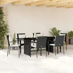 7-tlg. Garten-essgruppe Mit Kissen Schwarz Poly Rattan - Vidaxl
