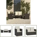 The Living Store 4-tlg. Garten-lounge-set Mit Kissen Poly Rattan Schwarz -...