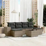 7-tlg. Garten-sofagarnitur Mit Kissen Grau Poly Rattan - Vidaxl