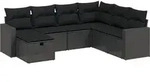 Gartenm&ouml;bel Set 7-teilig Mit Kissen Schwarz Geflochtene Rattan