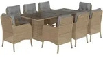 9-tlg. Garten-essgruppe Mit Kissen Beige Poly Rattan Vidaxl