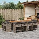13-tlg. Garten-essgruppe Mit Kissen Grau Poly Rattan Vidaxl