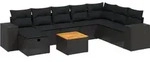 9-tlg. Garten-sofagarnitur Mit Kissen Schwarz Poly Rattan Vidaxl