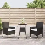 3-tlg. Garten-bistro-set Mit Kissen Schwarz Poly Rattan - Vidaxl