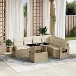 7-tlg. Garten-sofagarnitur Mit Kissen Beige Poly Rattan - Vidaxl