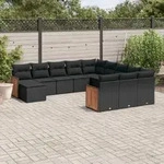 12-tlg. Garten-sofagarnitur Mit Kissen Schwarz Poly Rattan - Vidaxl