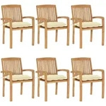 Stapelbare Gartenst&uuml;hle Mit Kissen 6 Stk. Massivholz Teak Vidaxl