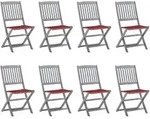 Klappbare Gartenst&uuml;hle 8 Stk. Mit Kissen Massivholz Akazie Vidaxl