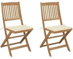 Klappbare Gartenst&uuml;hle 2 Stk. Mit Kissen Massivholz Akazie Vidaxl