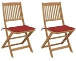 Klappbare Gartenst&uuml;hle 2 Stk. Mit Kissen Massivholz Akazie Vidaxl251767