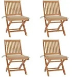 Vidaxl - Klappbare Gartenst&uuml;hle Mit Kissen 4 Stk. Massivholz Teak