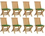 Gartenst&uuml;hle Mit Gr&uuml;nen Kissen 8 Stk. Massivholz Teak Vidaxl