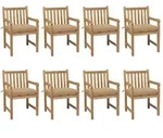 Gartenst&uuml;hle 8 Stk. Mit Beigen Kissen Massivholz Teak Vidaxl