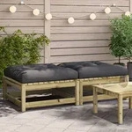 Gartenhocker Mit Kissen 2 Stk. Kiefernholz Impr&auml;gniert - Vidaxl