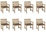 Gartenst&uuml;hle Set Von 8 Mit Taupe Kissen Aus Massivem Teakholz