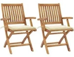 Gartenst&uuml;hle 2 Stk. Mit Cremewei&szlig;en Kissen Teak Massivholz Vidaxl