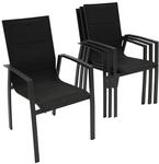 Degamo - Stapelsessel Faro, Aluminium Anthrazit + Kunstgewebe Gepolstert Schwarz, 4
