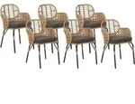 Set Mit 6 St&uuml;hlen Und Sitzkissen Pratello Polyrattan Naturfarben