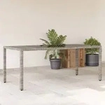 Gartentisch Mit Glasplatte Grau 190x90x75 Cm Poly Rattan - Vidaxl