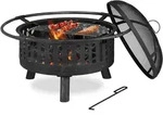 Relaxdays Feuerschale Mit Grillrost & Funkenschutz, Sch&uuml;rhaken, Kohlerost, &Oslash;...
