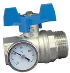 Oventrop - Kugelhahn 1'' Blauer Griff Mit Thermometer F&uuml;r Edelstahlverteiler...