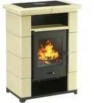 Kaminofen Typ10870 Montafon Schwarz M.keramik Beige 7kw