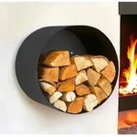Dandibo - Kaminholzregal Innen Metall Schwarz Rund Wand 50 Cm Kaminholzst&auml;nder Mit