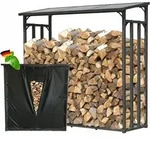 Metall Kaminholzregal Anthrazit 143 X 70 X 145 Cm Garten Kaminholzunterstand 1,4 M3 