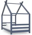 Kinder-bettgestell Grau Massivholz Kiefer 80x160 Cm - Vidaxl