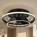 Deckenventilator Schwarz Deckenlampe Modern Wohnzimmerleuchte Dimmbar, Led Ringe