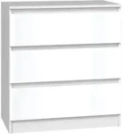 Malwa Kommode 3 Schubladen M3 70 Farbe Weiss Glanz F&uuml;r Zuhause F&uuml;r B&uuml;ro