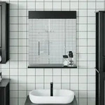 Badspiegel Mit Ablage Berg Schwarz 60x12x70 Cm Massivholz Vidaxl