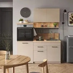 Singlek&uuml;che Egbert, Greige, 160 Cm Mit Ausziehbarem Tisch, Vicco