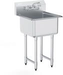 Vevor Edelstahl Sp&uuml;ltisch Gewerbliche Sp&uuml;lbecken 533,4x457x1041mm Wasserhahn