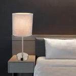 Tischlampe Grauer Schirm Nachttischlampe 35 Cm Hoch Tischleuchte Silber Modern,